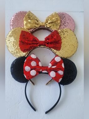 Disney Sequin Minnie Ear Headband with Bows Bundle!!!